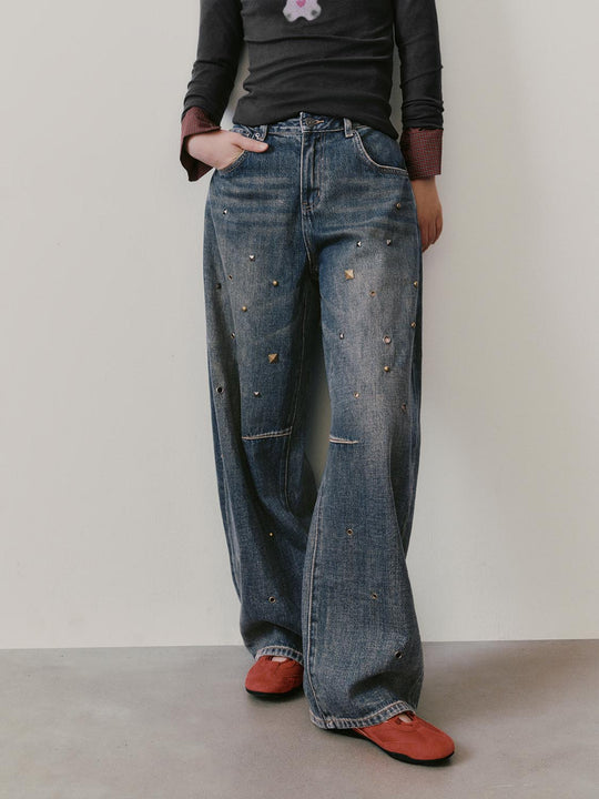 Studded Barrel Leg Jeans
