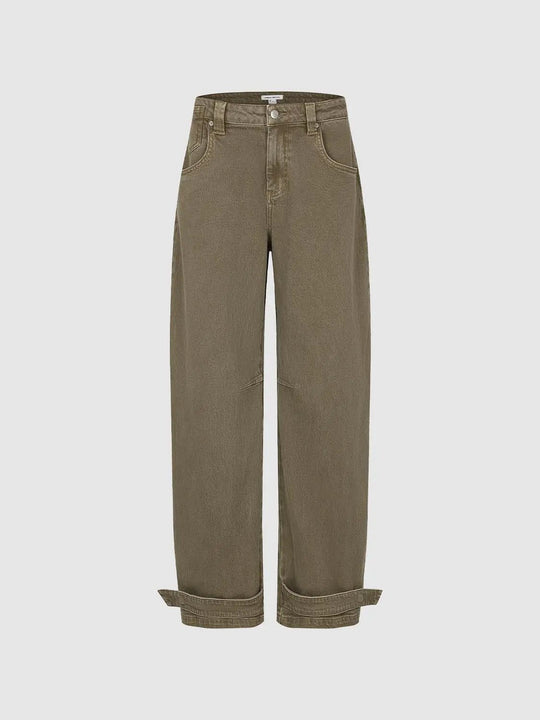 Barrel Leg Jeans With Slight Stretch Denim For Comfortable Everyday Wear