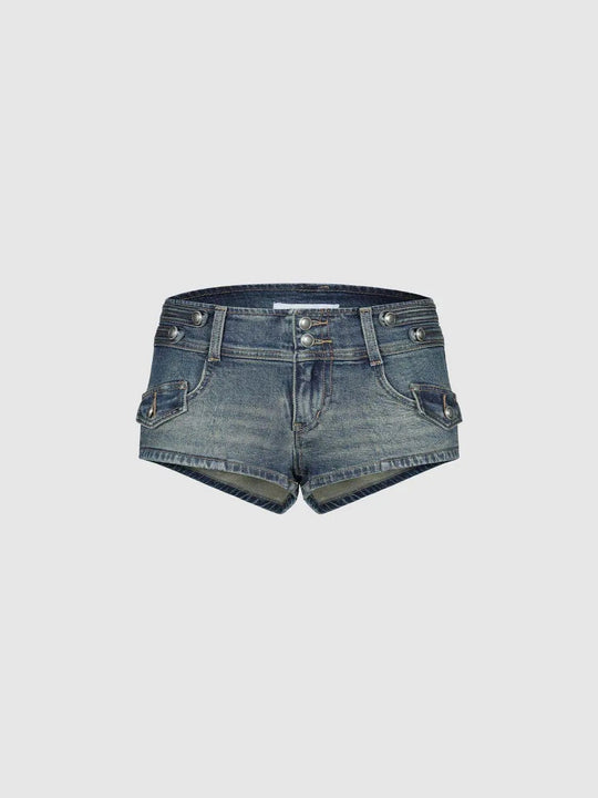 Rolled Hem High Waisted Cargo Light Cotton Shorts