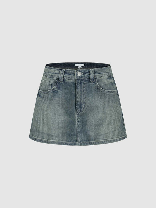 A-line With Subtle Wash And Pockets Skirt
