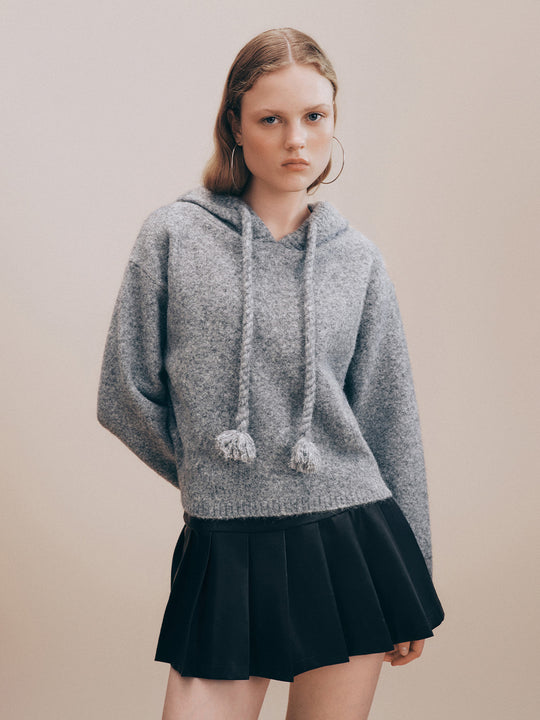 Hooded Loose Knitted T-Shirt