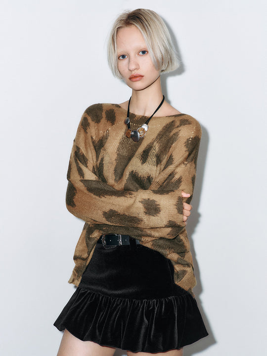 Magliette lavorate a maglia con motivo leopardato