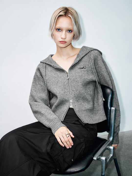 Cárdigan de punto con capucha