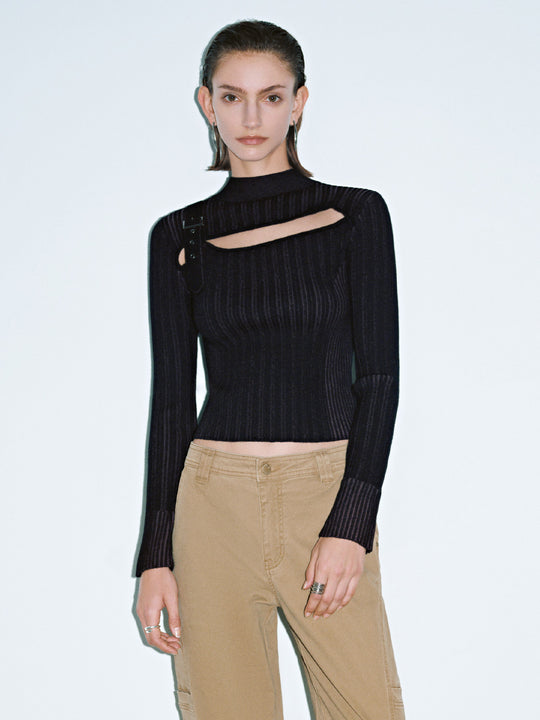 T-shirts en tricot skinny découpés à l'avant