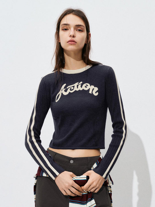 Magliette a manica lunga lavorate a maglia a contrasto