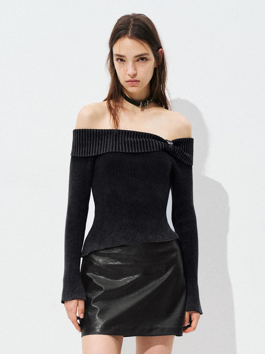 Camisetas de punto con escote barco