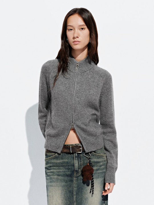 Reißverschluss Stehkragen Strickjacken