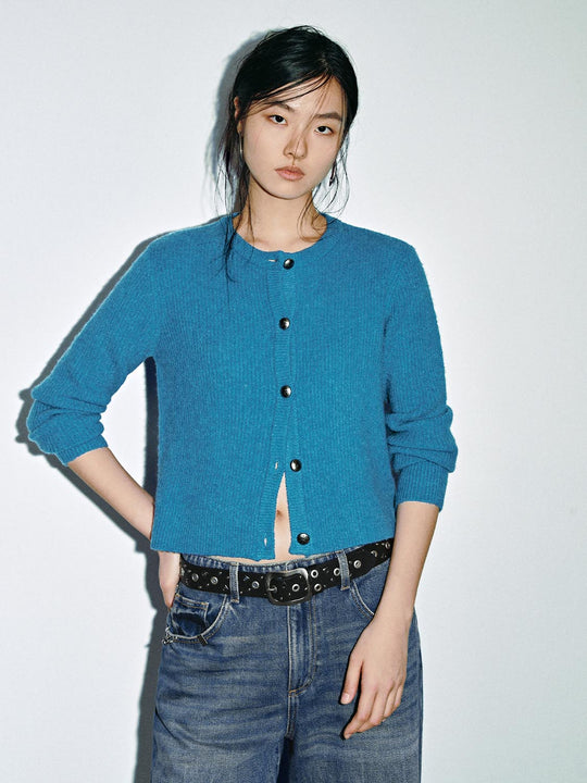 Crew Neck Knitted Cardigans