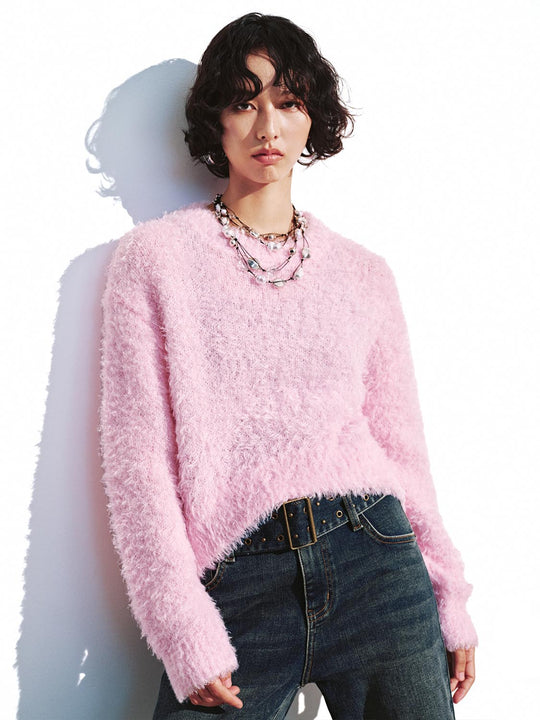 Crew Neck Long Sleeve Knitted T-Shirts