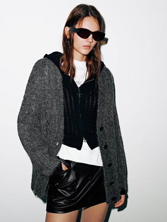 Loose V-Neck Button Up Knitted Cardigans