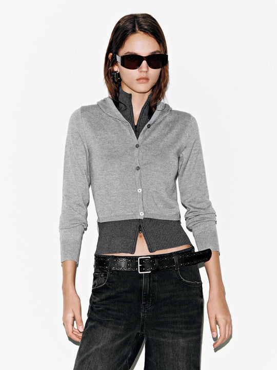 Hooded Button Up Knitted Cardigans