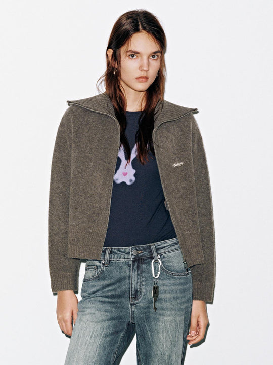 Collared Embroidered Knitted Cardigans