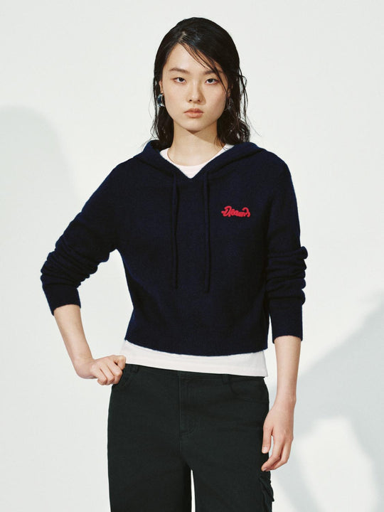 Hooded Drawstring Long Sleeve Knitted T-Shirts