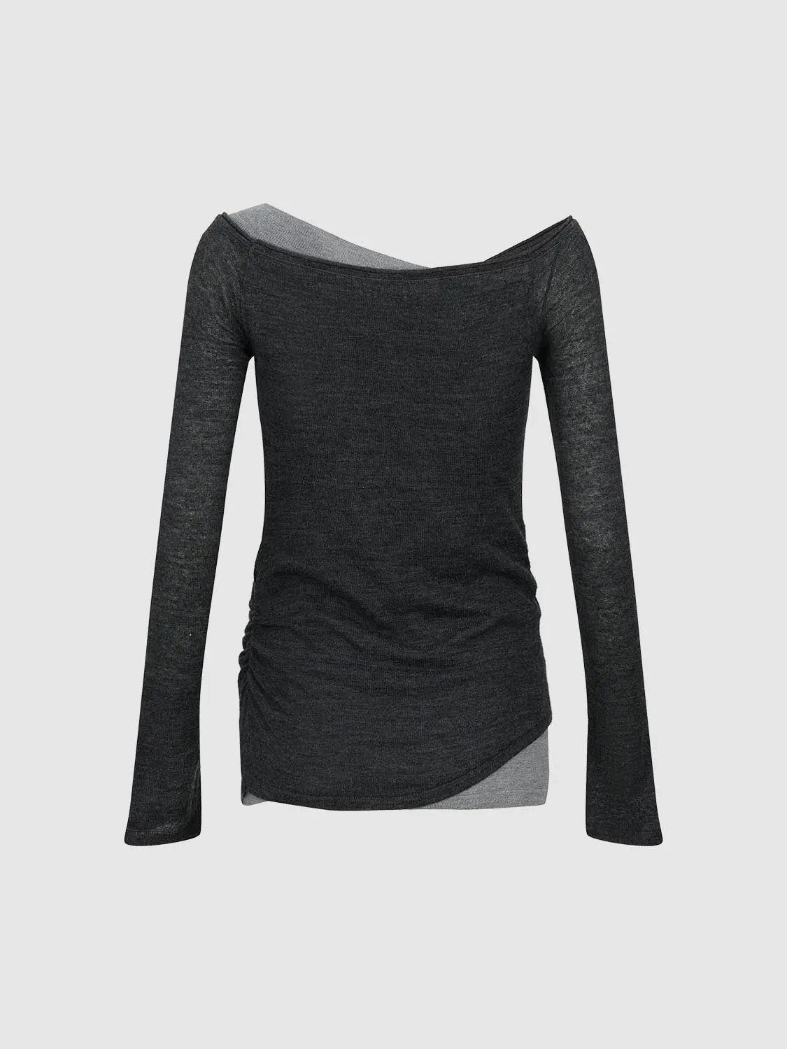 2 In 1 Contrast Long Sleeve Knitted T-Shirts by Urban Revivo Fashion