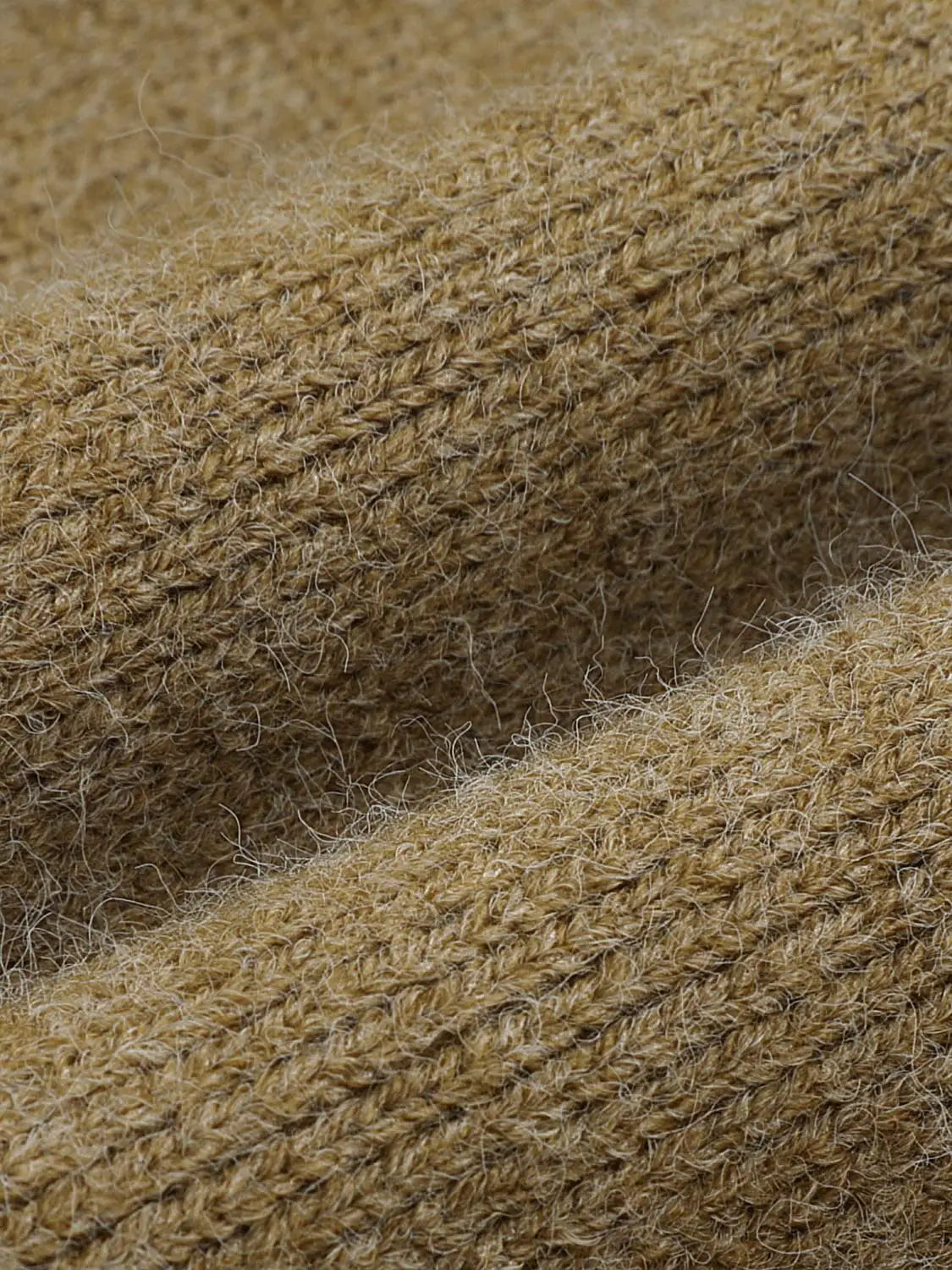 Knit Jacket in tan-brown ribbed knit fabric with cozy texture