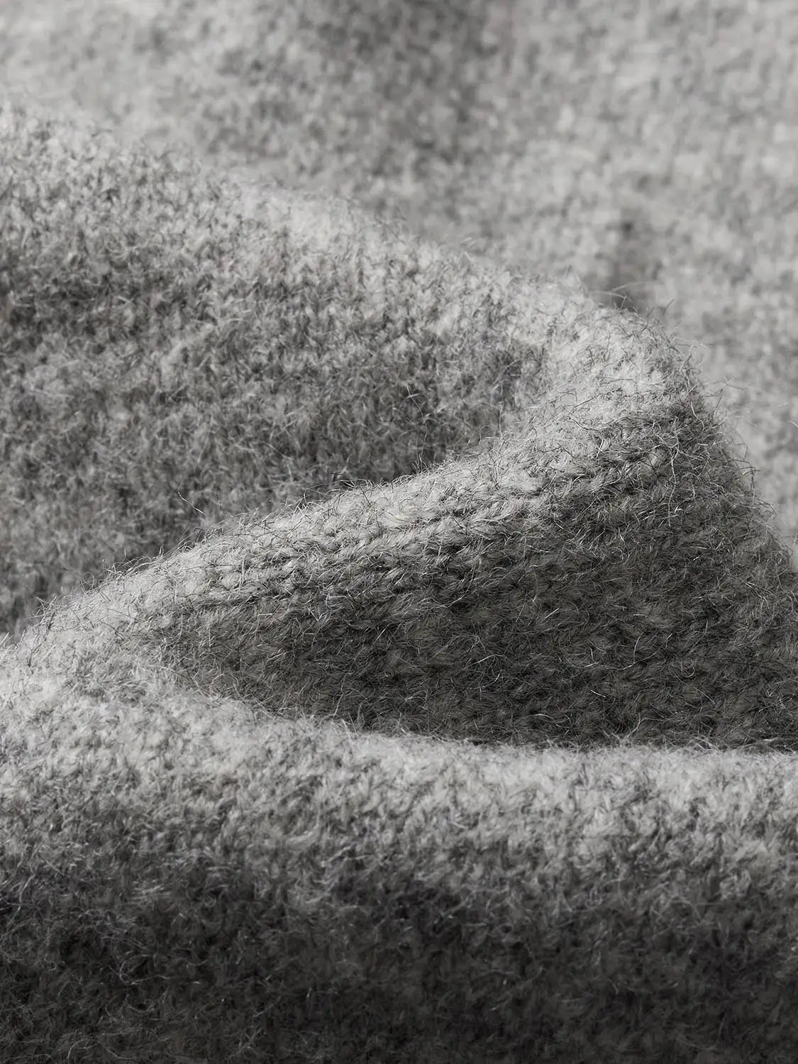 Knit Jacket, gray knitted cardigan fabric close-up with soft fuzzy texture