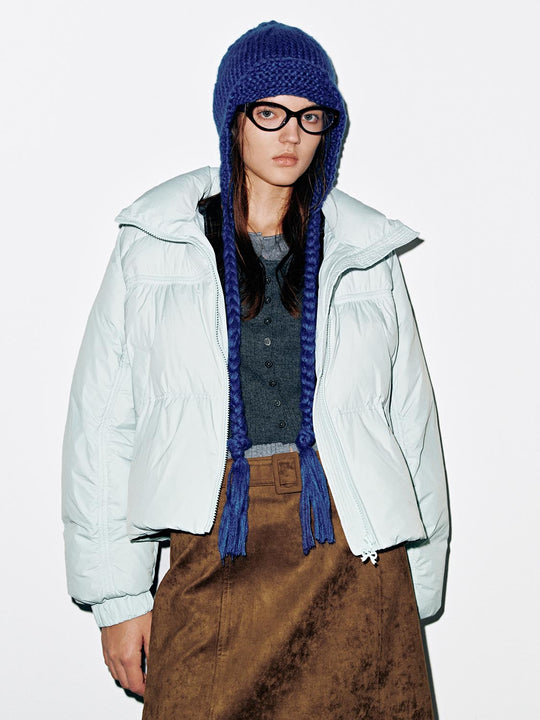 Funnel Neck Quilted Down Jackets