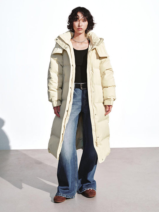 Hooded Funnel Neck Oversize Down Jackets