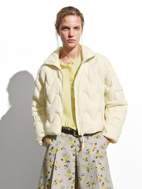 Funnel Neck Quilted Down Jackets