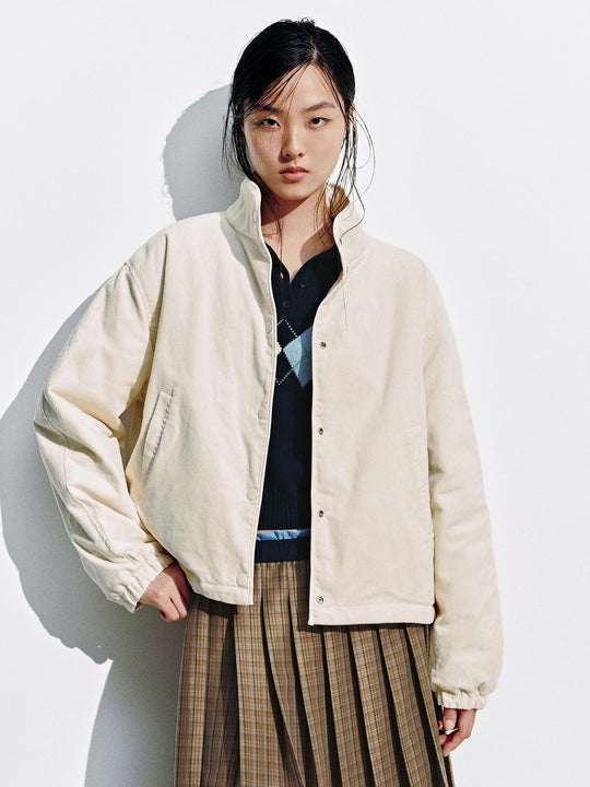 High Neck Button Up Padded Jackets