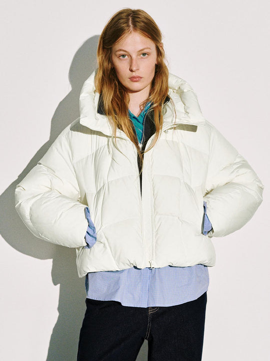 Hooded Funnel Neck Down Jackets