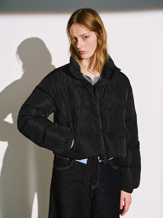 High Neck Cropped Padded Jackets