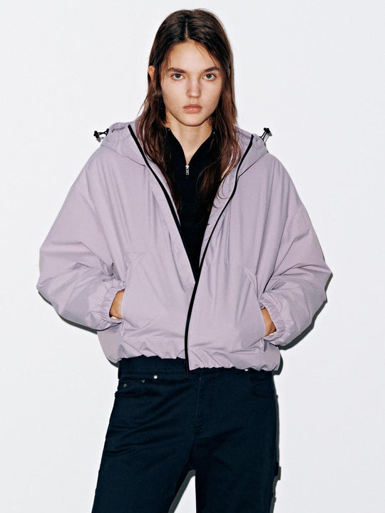 Contrast Hooded High Neck Down Jackets