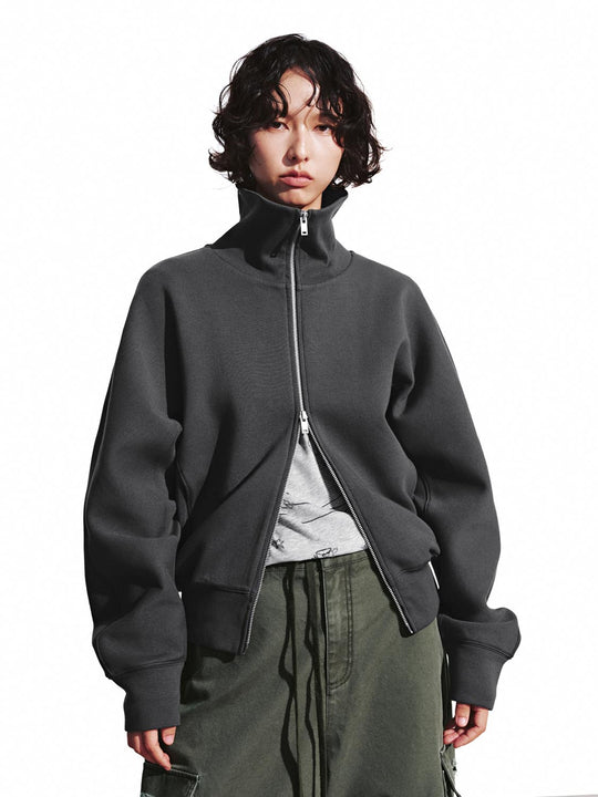 Stand Collar Full Zip Bomber Jackets