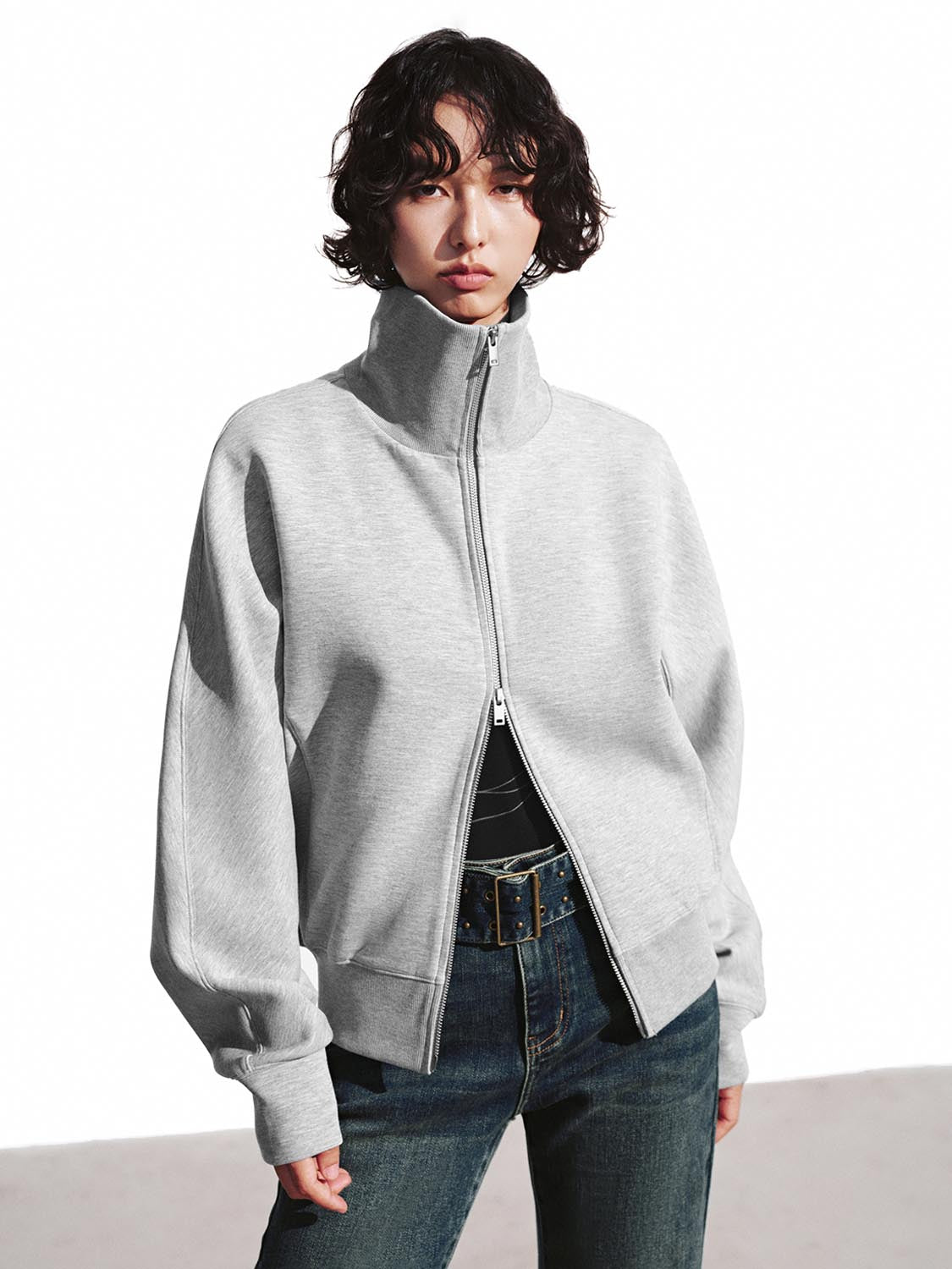 Stand Collar Full Zip Bomber Jackets