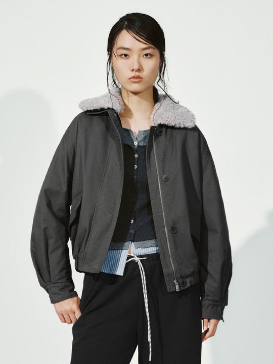 Faux Fur Collar Bomber Jackets