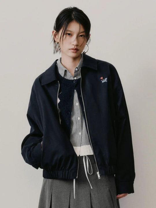 Embroidered Zip Up Jackets