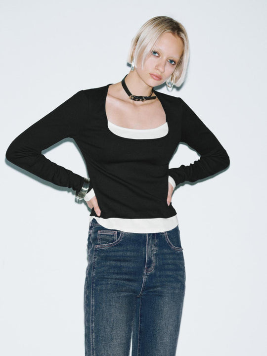 T-shirts à manches longues col bénitier