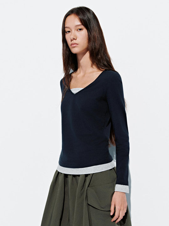 2 in 1 Langarm-T-Shirts