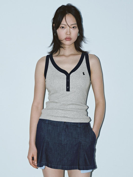 Contrast Trim Skinny-Fit Tank Tops