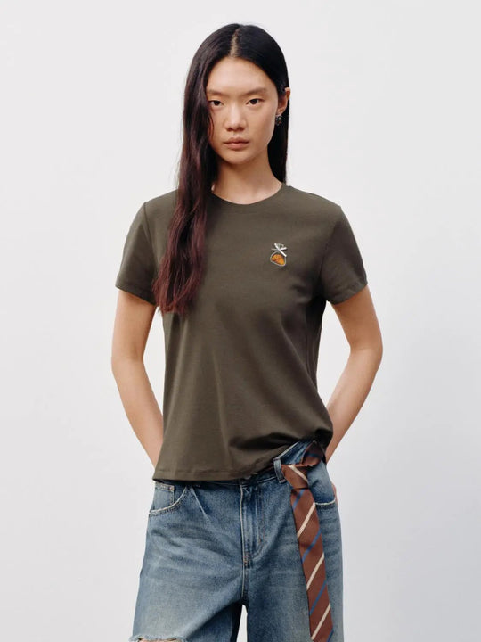 Cotton Embroidered Fruit Patch T-Shirts