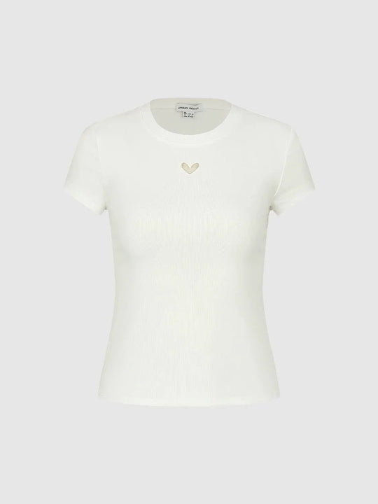 Heart Cut Cotton Lyocell Blend T Shirt