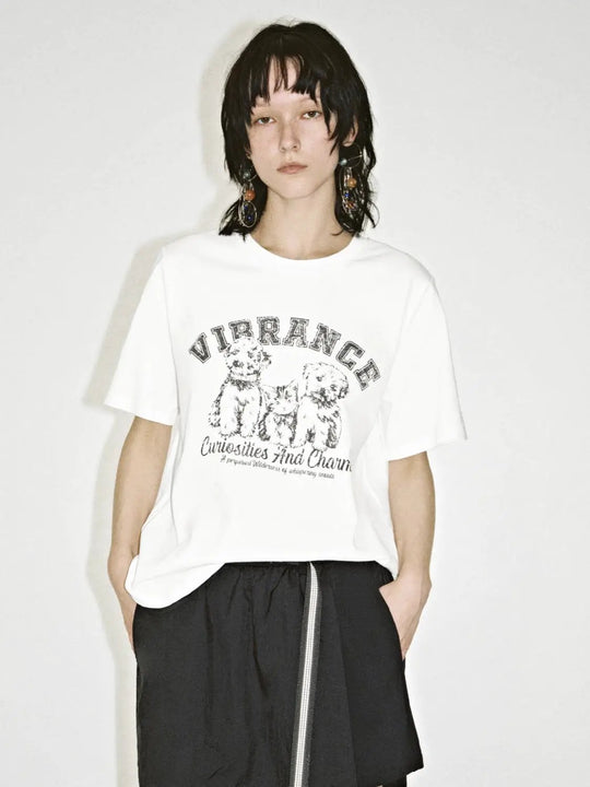 Cotton Medium Thickness Front Graphic Print T-Shirts
