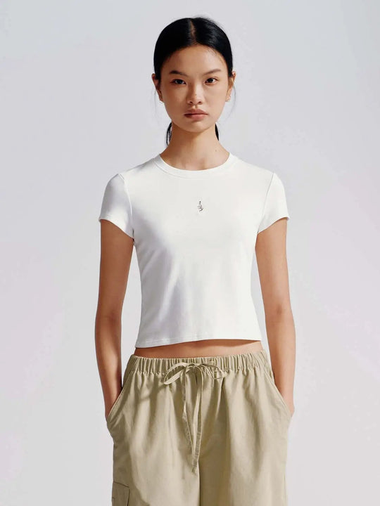 Cotton Lyocell Crew Neck Skinny-Fit T-Shirts