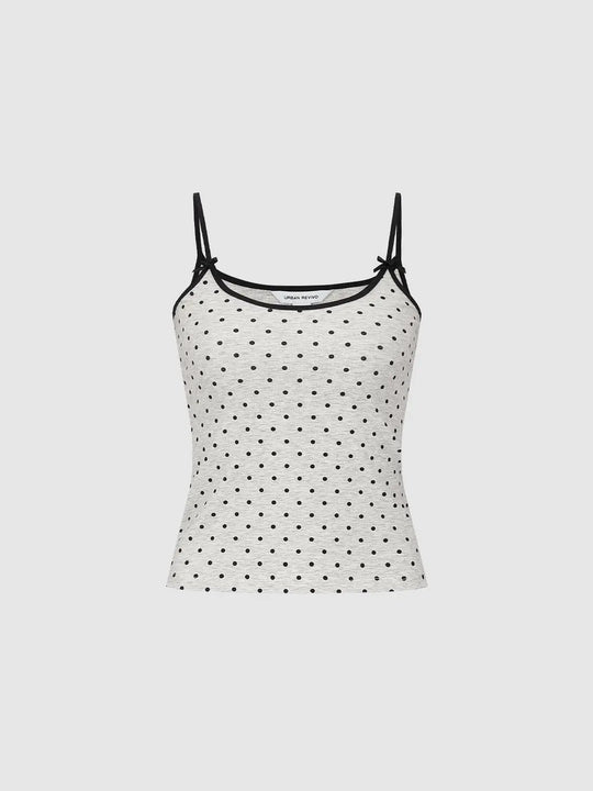 Polka Dot Bow Detail Skinny Fit Tank Tops Summer Essentials