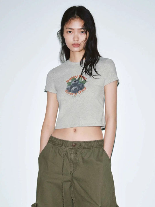 T-shirt aderenti con girocollo stampate