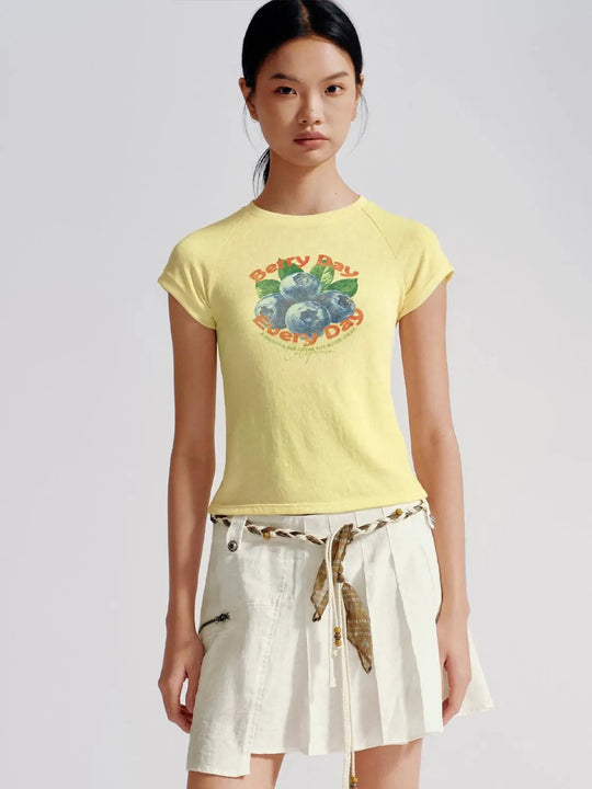 Cotton Thin Berry Day Graphic Print T-Shirts