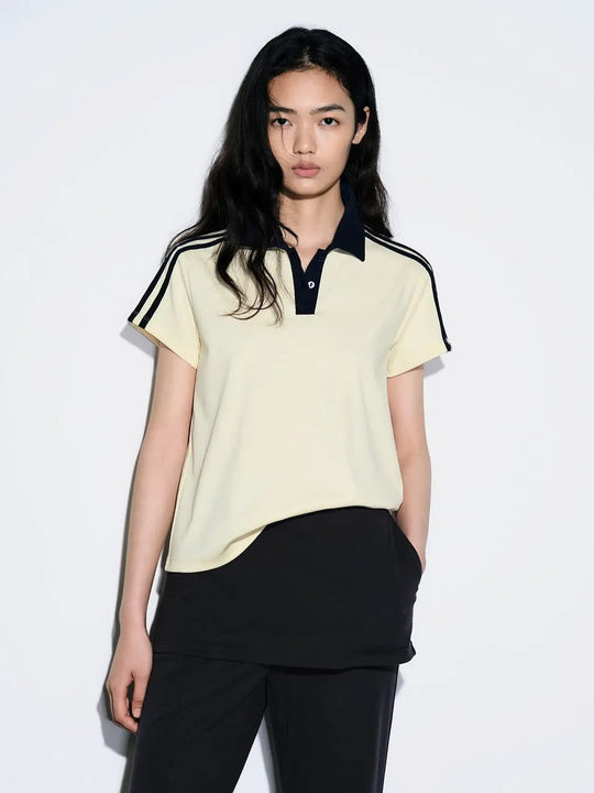 Cotton With Contrast Trim And Stripes Polo Shirts