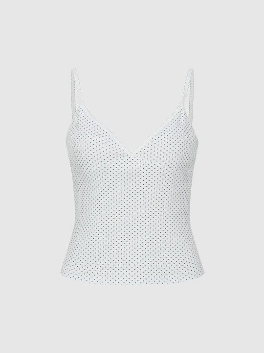 Cotton Polka Dot Spaghetti Strap Tank Tops