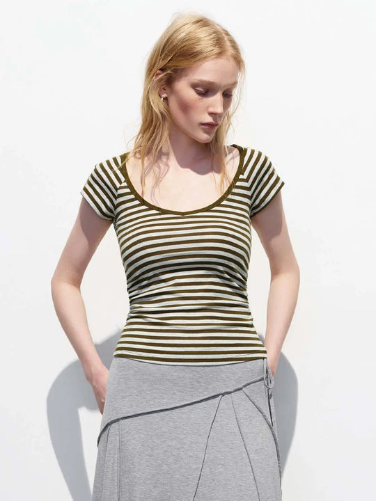 Skinny Fit Striped Short Sleeve T-Shirts