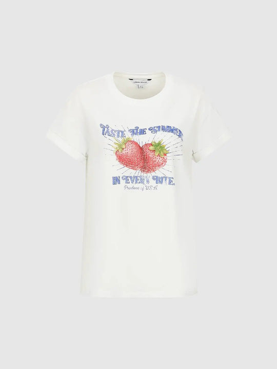Strawberry Graphic Crew Neck T-Shirts