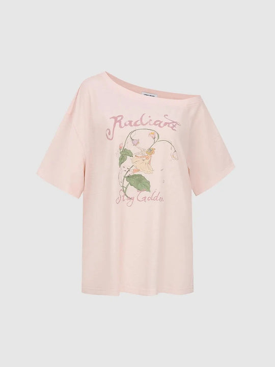 Cotton Relaxed Floral Print Graphic T-Shirts