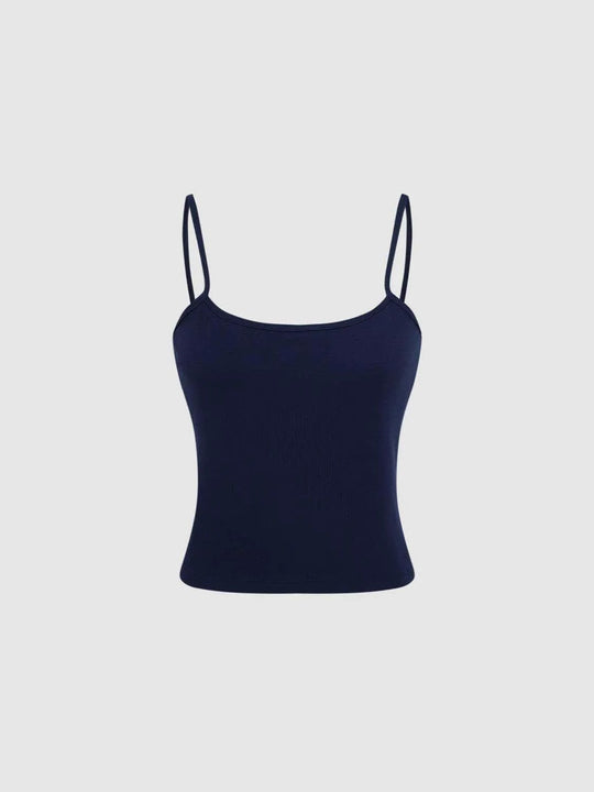 Spaghetti Strap Scoop Neck Cropped Stretch Cotton Cami