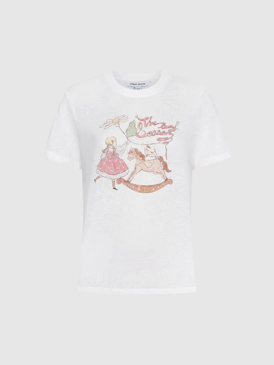 Graphic Print Crew Neck Short Sleeve Cotton Blend T-Shirt