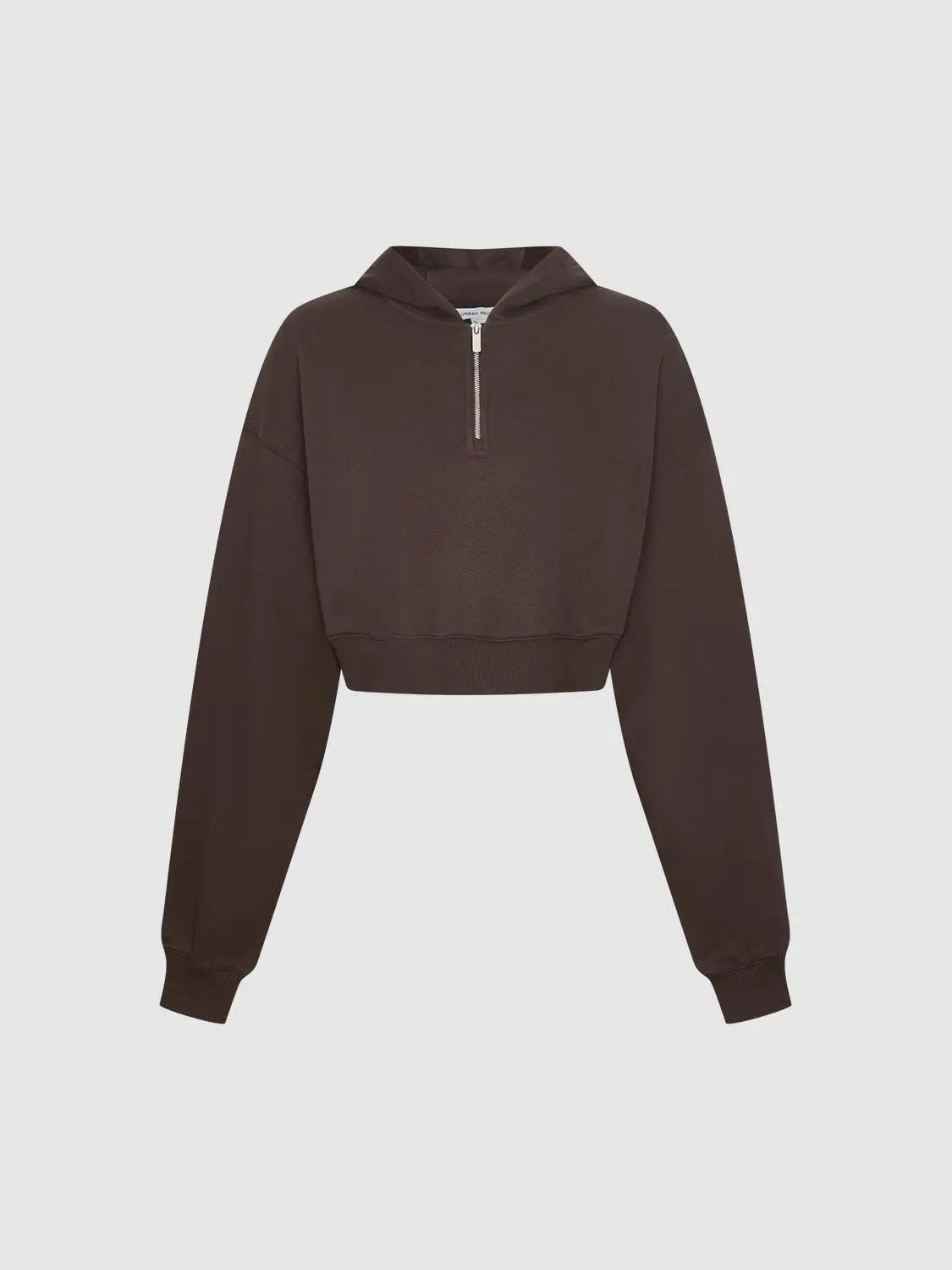 Sweatshirt brown cropped hoodie with zip-front, long sleeves, Urban Revivo Fashion