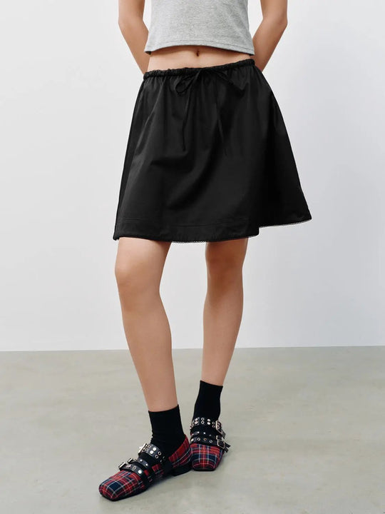 Cotton Lined A-Line Stitch Detailing Skirt